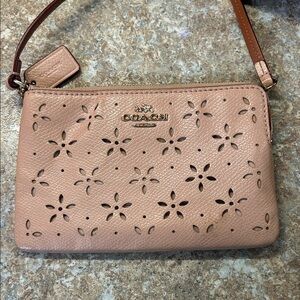 Coach Blush Floral Cutout Wristlet